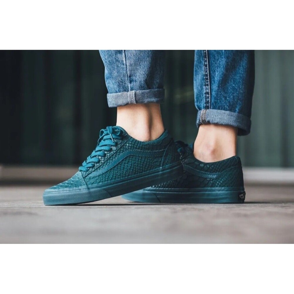 Vans Old Skool Mono Python Deep Green Women's Sz … - image 6